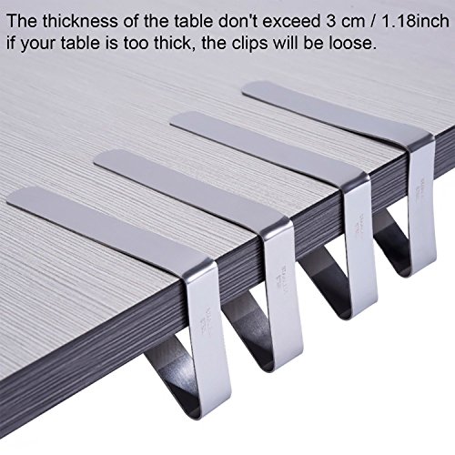 eBoot 2.96 x 1.77 Inches Silver Color Tablecloth Clips Stainless Steel Table Cover Clamps Table Cloth Holders for Home, Parties, Picnics, Restaur