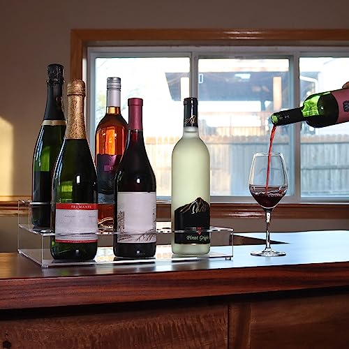 Lot45 Syrup Dispenser Coffee Bar Organizer - 2-Tiered Clear Acrylic Syrup Bottle Holder - Liquor Bottle Display Shelf - Countertop Barista Coffee