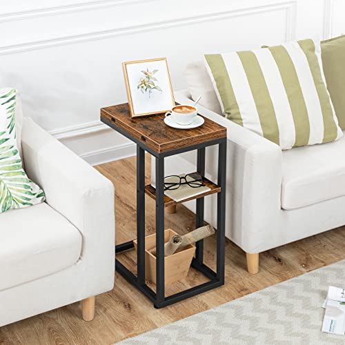 HOOBRO C Shaped Side Table, Foldable Sofa Side Table, Bedside Snack Table, Laptop Holder Table for Sofa, Small Spaces, Small Coffee Table, Living