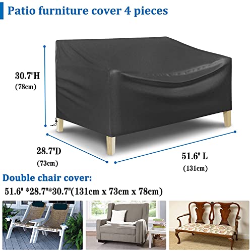 Patio Furniture Cover 4-Piece,Outdoor Garden Furniture Covers ,Upgraded 420D Heavy Duty Oxford Fabric Garden Table Cover with Air Vent Windproof