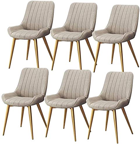 Modern Kitchen Dining Room Chairs Dining Chairs Set Of 6 Leather Soft Seat Living Room Chairs Non-Slip Feet Sturdy Metal Legs Kitchen Chairs For