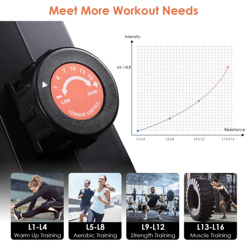 Magnetic Rowing Machine for Home Use 350LB Weight Capacity Super Quiet Ergonomic Rower Machine, 2023 Upgraded Silent Aluminum Slide Rail Row Mach