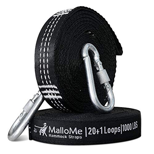 MalloMe XL Hammock Straps - Hammock Tree Straps Set 2000+ LBS Heavy Duty 40 Loops & 100% No Stretch Suspension System Kit - Camping Hammock Acces