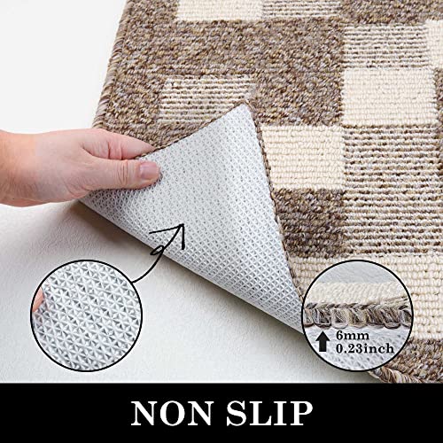comfoyar Dirt Trapper Door Mats Indoor, Non Slip Machine Washable Entrance Rug, Super Absorbent Low Profile Floor mat for Dog Muddy Paws, Front D