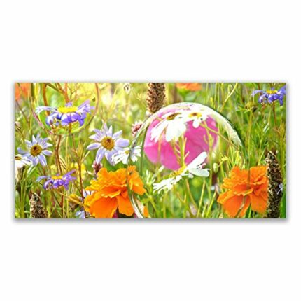 Tulup Glass Splashback for Kitchen - 55.1 in x 27.6 in / 140x70 cm - Cooker Wall Protection Tempered Glass - Flowers Nature