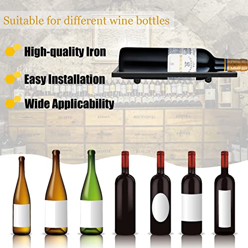 LUNKUIVY 6 PCS Wine Rack Wall Mounted, Hanging Wall Wine Bottle Display Organizer Holder, Black Iron Wall Wine Rack for Home Kitchen and Bar Deco