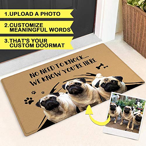 VEELU Personalized Door Mat for Front Door Outdoor Dog Pet Funny Custom Welcome Photo Doormat Outside Inside Modern Farmhouse Decor Unique Gift I