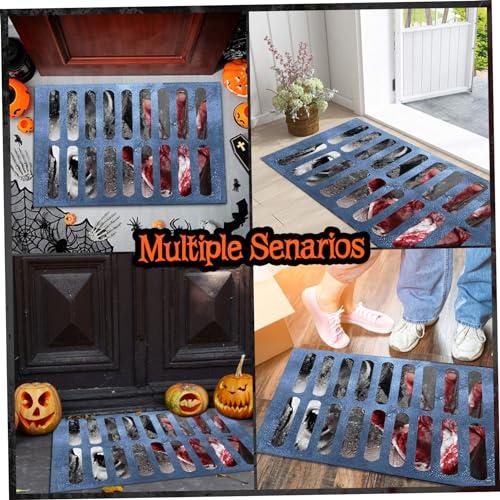 Qiuwaihei Halloween Door Mat 31.5x19.7 Inch 3D Horror Clown Sewer Doormat Non-slip Illusion Rug Halloween Doormat Bath Mat Style1Aisle Runners