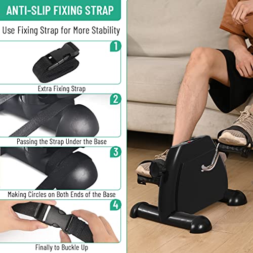 SivaExilis Under Desk Bike Pedal Exerciser for Seniors, Mini Peddler Exerciser with LCD Display & Anti-Slip Mat, Foot Pedal Exerciser for Home Of