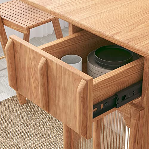 DISHENGZHEN Folding Dining Table, Expandable and Compact Multifunctional Wood Drop Leaf Kitchen Table with Round Design for Space Saving in Dinin
