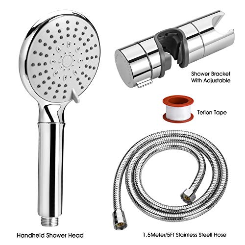 ASTOTSELL Shower Head Kit with Hose and Showerhead Holder Bracket, Fixed Handheld Shower Universal Fitting with Adjustable 5 Sprays Modes for Sli