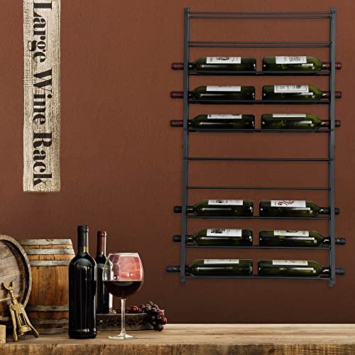 FLstudio Wall Mount Wine Rack - Metal Wine Storage Organizer Wall Mounted Wine Holder for 20 Wine Bottle Display