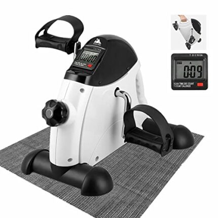 EVOLAND Mini Exercise Bike, Under Desk Bike Pedal Exerciser with Handle| Adjustable Resistance| LCD Display| Non-Slip Mat, Home and Office Workou