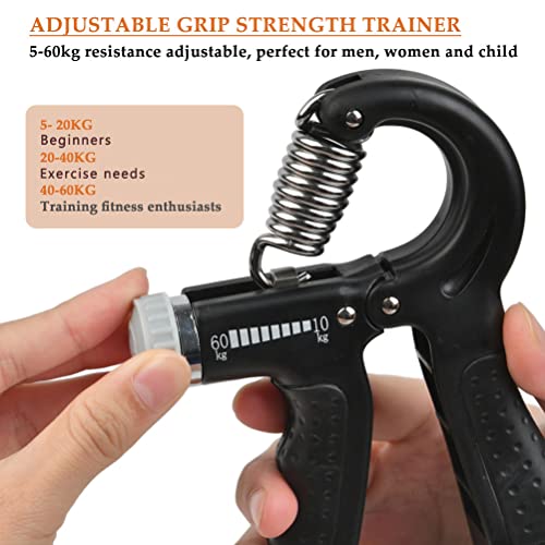 CENBEN 5 PCS Hand Grip Strengthener Set Strength Training Equipment Forearm Finger Exerciser, Finger Stretcher, Adjustable Hand Gripper, Exercise