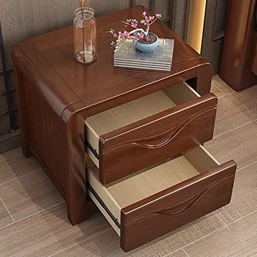 LUKEO Stylish Bedside Table Solid Wood Bedside Table, Bedside Storage Cabinet with Double Drawer Design