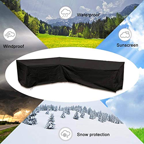 Garden V Shape Furniture Covers Patio Waterproof Sofa Cover Large Outdoor Sofa Furniture Couch Cover Dustproof with Storage Bag 215 * 215 * 82 Bl