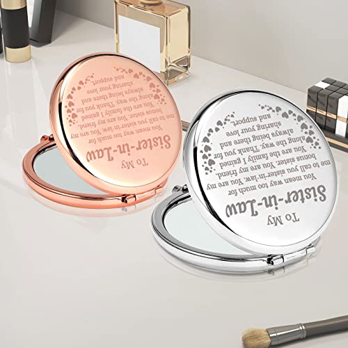 PLITI Sister In Law Compact Mirror Bonus Sister Gift Unbiological Sister Gift To My Sister In Law Inspirational Pocket Mirror (Sister-in-Law CM U