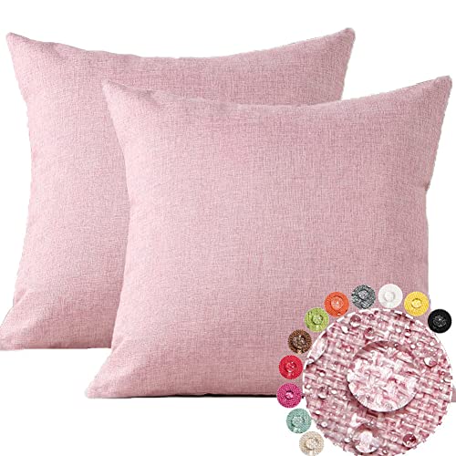 JOTOM Pack of 2 Premium Outdoor Waterproof Cushion Covers 45x45 cm Water Resistant Square Pillow Covers Garden Cushion Cover Linen Cushion Case f