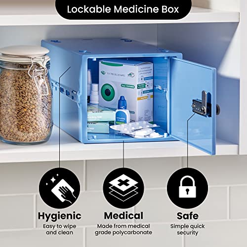 Lockabox One™ | Compact and Hygienic Lockable Box for Food, Medicines, Tech and Home Safety (Medi Blue)