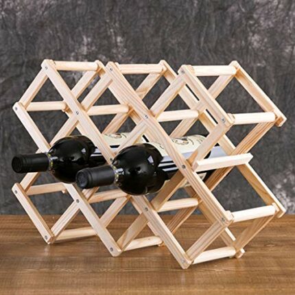 Yalych Foldable Wooden Countertop Cabinet Wine Holder Storage Stand Cellar- Free Standing - Perfect for Bar, Wine Cellar, Basement, Cabinet, Pant