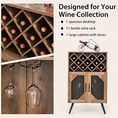 DSHGDJF Double Door Kitchen Storage Buffet Sideboard With Wine Rack And Glass Shelf Dining Cabinet