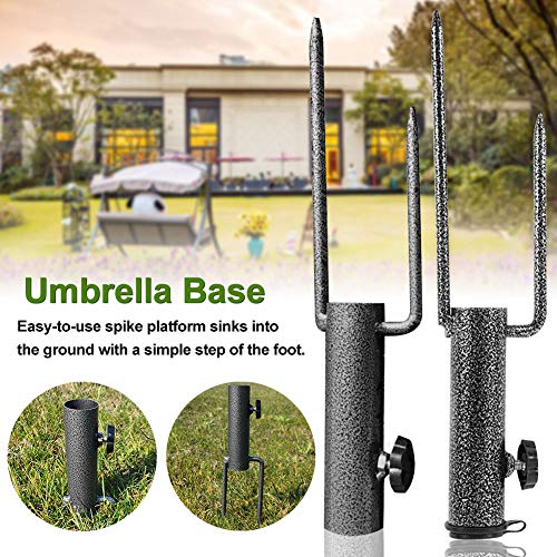 Kisbeibi Adjustable Portable Umbrella Base, Heavy Duty Ground Insert Steel Coating Umbrella Stand Outdoor Base for Big Umbrella Outdoor Park Pati