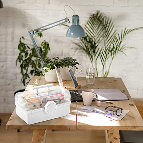 Lawei 3-Layer Medication Storage Multi-Purpose Storage Box Medicine Cabinet Portable with Handle Medicine Case Craft Box Sewing Supplies Organise