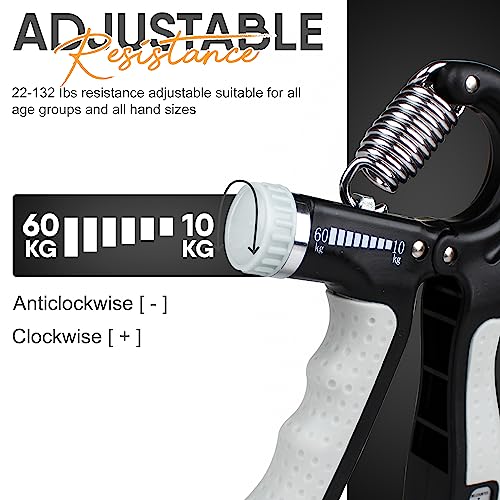 Ultimate Grip Strengthener: 10-60 Kg Hand Grips Strengthener, Forearm Strengthener, Hand Gripper - Non-Slip with Adjustable Resistance - Enhance