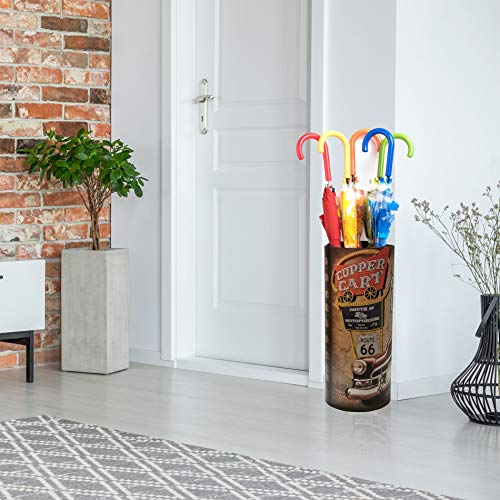 Rebecca Mobili Design Umbrella Stand, Vintage Holders, Mdf Canvas, for Home Office Entrance - Measures: 50 x 20 x 20 cm (HxWxD) - Art. RE6473