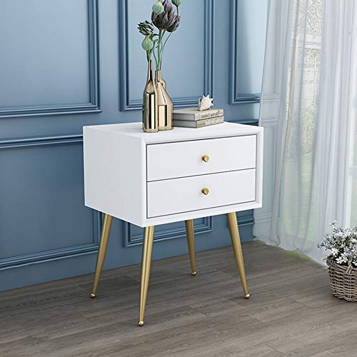 JYDQM Nordic Solid Wood Bedside Table with Double Drawer Design Bedside Table, Coffee Table Bedroom Mini Bedside Table, White