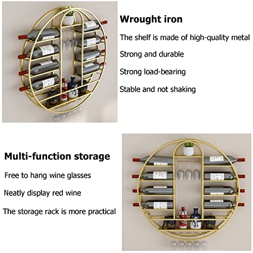 EYLINK Wall-Mounted Wine Racks, Bar Unit Metal Floating Shelves, Simple Hanging Goblet Rack With Partitions, Wine Rack For Wine Bottles Liquor Bo