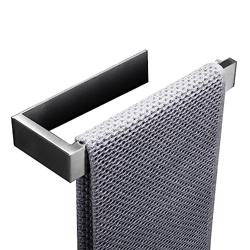 Hallyware Self Adhesive Hand Towel Holder SUS 304 Stainless Steel Towel Ring with No Drilling for Bathroom and Kitchen,Matt Black