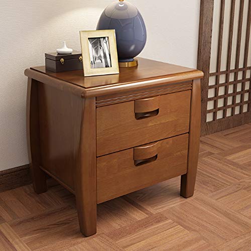 N/A Solid Wood Double Drawer Design Bedside Table, Mini Antique Simple Bedside Table