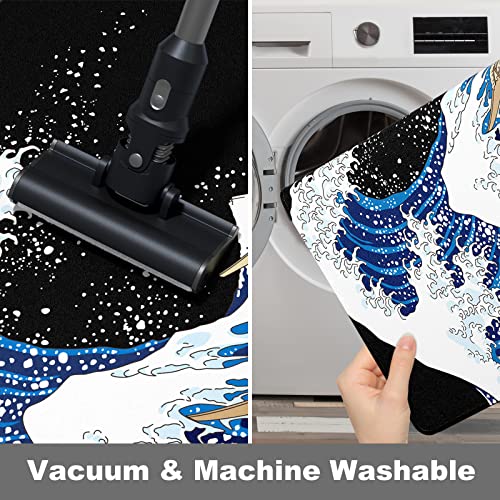 Rnivvi Front Door Mat, 30"x17" Wave Theme Indoor Outdoor Welcome Mat, Heavy Duty Low Profile Anti-Slip Entryway Rug for Home Entrance, Floor, Pat