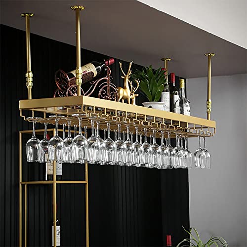 EYLINK Industrial Vintage Metal Wine Rack, Ceiling Mounted Hanging Wine Bottle Holder, Goblet Stemware Stand, For Bars Restaurants Kitchens, Big
