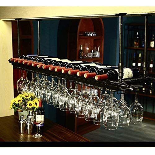 Stylish Simplicity Down Wine Rack, Retro Wrought Iron Wine Rack, Goblet Rack Home, Restaurant Kitchen Bar Decoration Floating Wine Rack Adjustabl