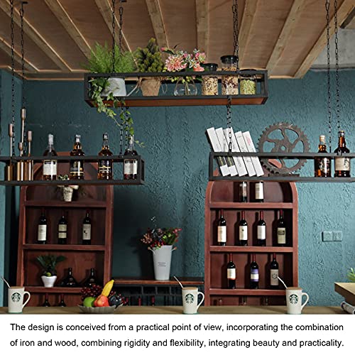 Industrial Style Bar Hanging Wine Rack, Iron Wine Holder, Upside-down Wine Glass Wine Storage Shelf, Bar Hanger Ceiling Wine Hanger Organizer Rac