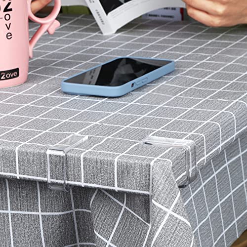 QOCO 18pcs Tablecloth Clips Clear Plastic Table Cloth Cover Clips for Outdoor Outside Indoor Use Clamps Holder Picnics Parties BBQ Garden Home Di