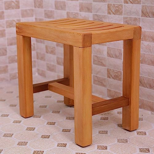 LUKEO Small stool- Shower Stool Home Foot Washing Bathing Take A Shower Solid Wood Bathroom Sauna Bedroom