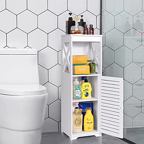 OUDIE Waterproof Bathroom Cabinet,Floor Standing Bathroom Storage Unit,Multi-Purpose Bathroom Furniture Cabinets with Door and shelf,Suitable for
