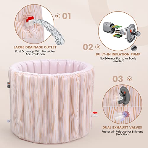 Portable Bathtub for Adults, Foldable Inflatable Soaking Bathtub for Hot Bath and Ice Bath, Bathroom Freestanding Bathtubs for Shower, 80x80cm