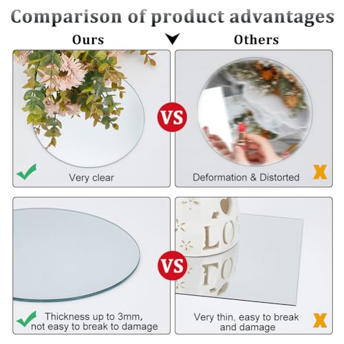 FINGERINSPIRE Round 3mm Beveled Glass Mirror 15cm in diamete Round Mirror Panels Modern Look Aesthetic Mirror Glass Mirrors for Wall Decoration,