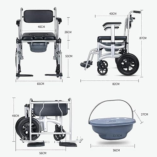 CNAOHGHN Portable Toilet Potty Chair for Elderly Medical Rolling Chair Bathroom Stool Waterproof Shower Accessible Transport Mobile Toilet Home W