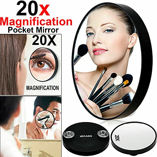 JJA 20X Magnifier Makeup Mirror, Round Magnifying 3.4 Makeup Vanity Mirror Cosmetic Mirror With Two Suction Cups for Shaving Makeup