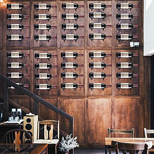 Homtone Wall Mounted Wine Racks 10 Pack Iron Wine Bottle Display Holder Rack Hanging Wine Organizer Rack with Screws for Beverages/Liquor Bottles