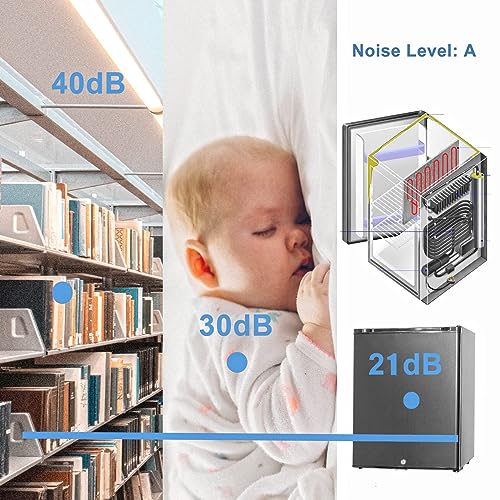 Smad 12V Fridge, Silent Campervan Fridge with Lock, Camping Fridge 12V 240V for Van, RV, Office, Dorm, Hotel, Car Fridge, 50L