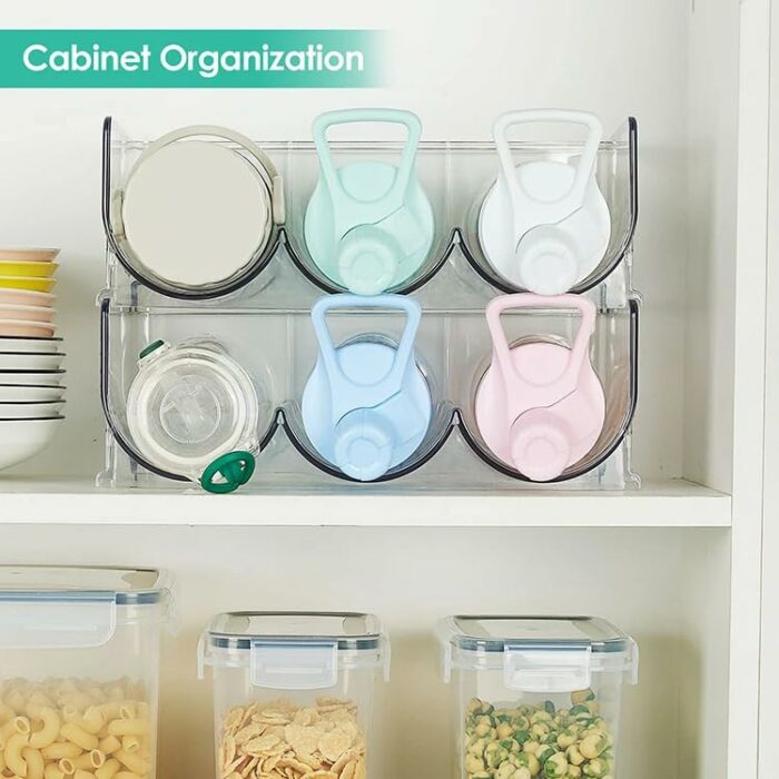 SOLIUM STAR 4 Plastic Stackable Water Bottle Holder + Paracord Handle + Water Bottle Storage Rack + Bottle Organizer for Cabinet + Clear Bottle S