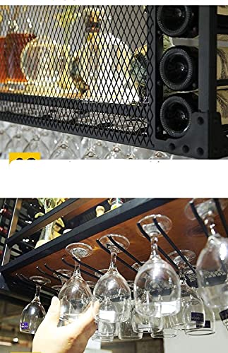 SUCHETA Hanging Wine Rack with Glass Holder and Shelf, Wine Rack Hanging,Wine Glass Racks Stemware Holder,Adjustable Height DecorationShelf, Wine
