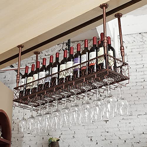 EYLINK Ceiling Wine Rack, Vintage Wine Bottle Rack, Wall Mounted Display Wine Rack Floating Shelf, Adjustable Height (Size : 100CM)