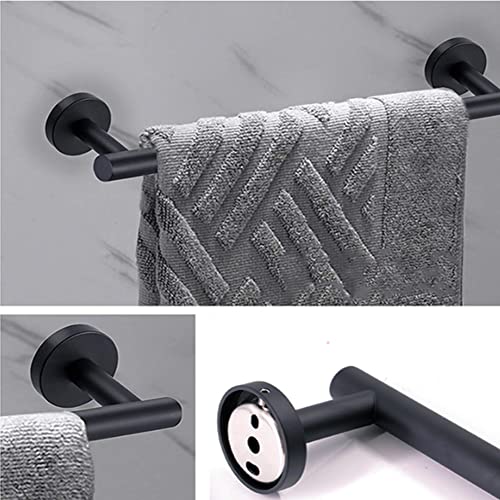 Hoopever 24Inch Towel Rails Wall Mounted, SUS304 Stainless Steel Towel Holder Hanger Rail, Black Round Single Towel Bar Rack Bath Towel Hanger Or